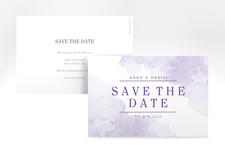 Save the Date-Karte Blush A6 Karte quer lila