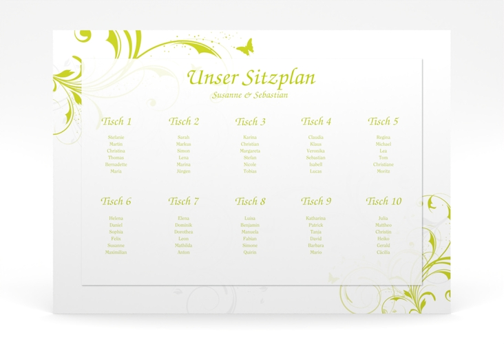 Sitzplan Poster Hochzeit Palma 70 x 50 cm Poster gruen