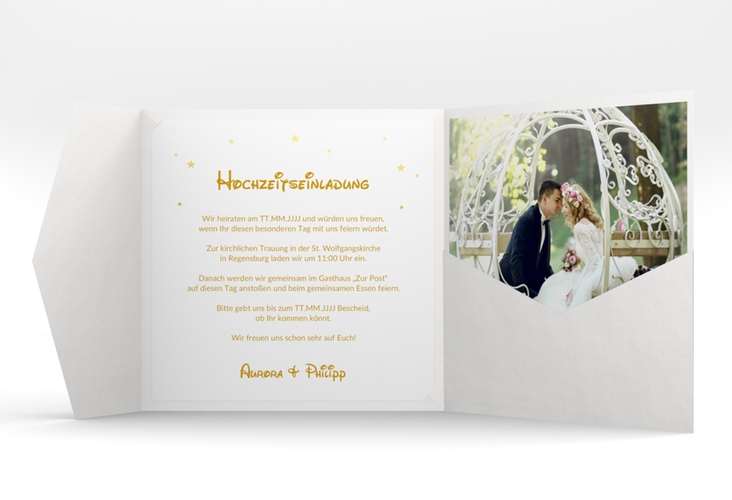 Hochzeitseinladung Castle Pocketfold gold