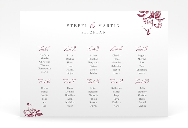 Sitzplan Poster Hochzeit Magnificent 70 x 50 cm Poster rot