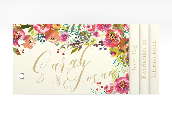 Hochzeitseinladung Flowerbomb Booklet beige