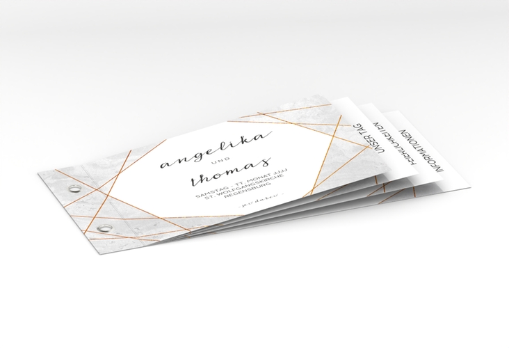 Hochzeitseinladung Asymmetry Booklet grau