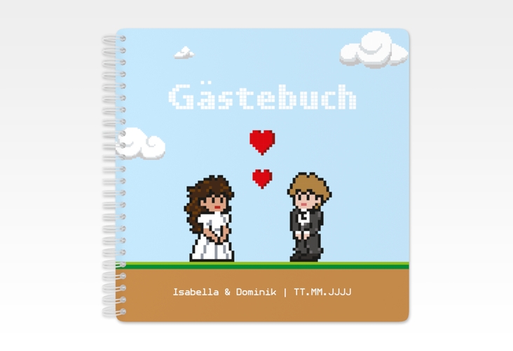 Gästebuch Hochzeit Pixel Ringbindung bunt