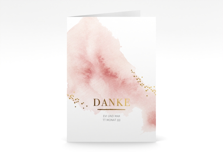 Danksagungskarte Hochzeit Pastell A6 Klappkarte hoch rosa