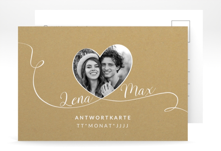 Antwortkarte Hochzeit Herzensbund A6 Postkarte weiss