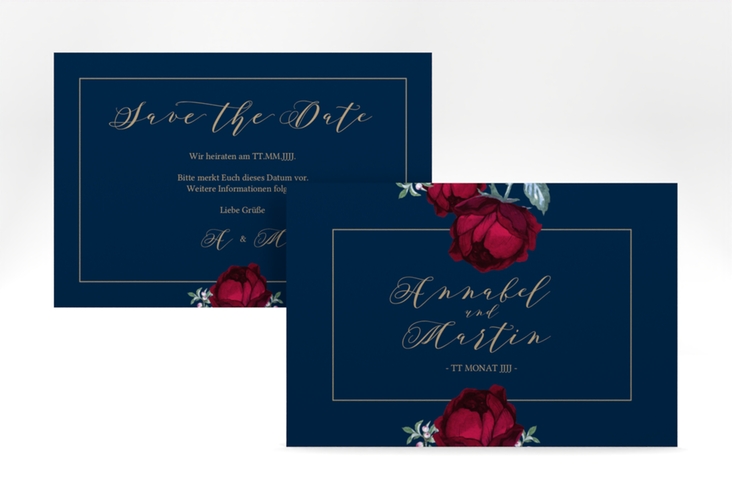 Save the Date-Karte Peonies A6 Karte quer elegant mit Pfingstrosen