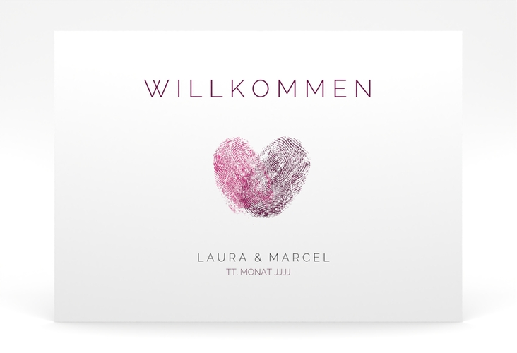 Willkommensschild Poster Fingerprint 70 x 50 cm Poster pink schlicht mit Fingerabdruck-Motiv