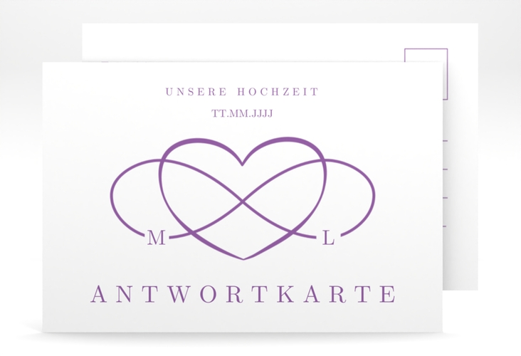 Antwortkarte Hochzeit Infinity A6 Postkarte lila