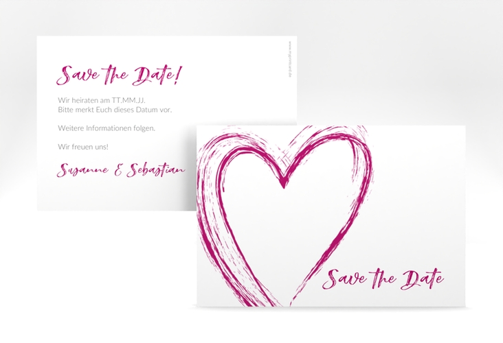 Save the Date-Karte Liebe A6 Karte quer pink