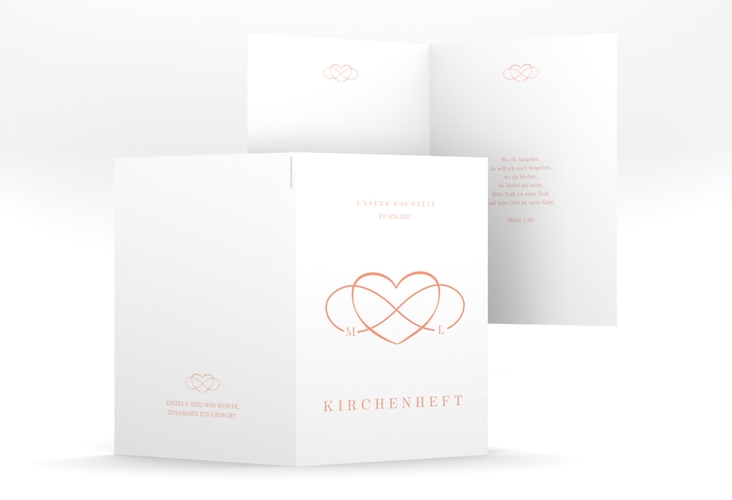 Kirchenheft Hochzeit Infinity A5 Klappkarte hoch apricot hochglanz