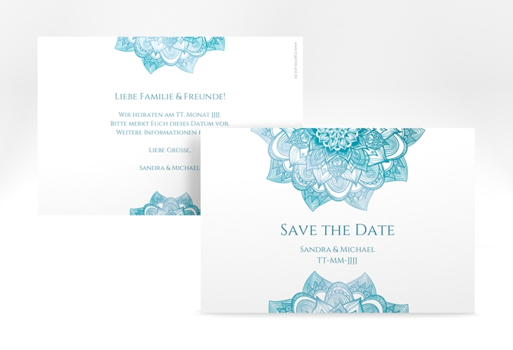 Save the Date-Karte Hochzeit Delight A6 Karte quer tuerkis