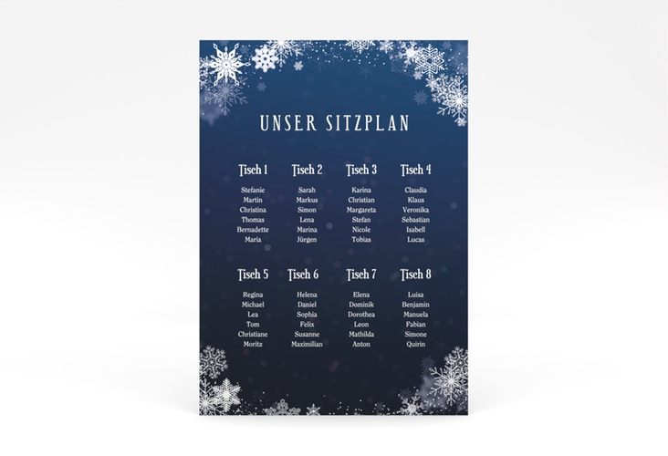 Sitzplan Poster Hochzeit Winterdream 50 x 70 cm Poster mit Eisblumen