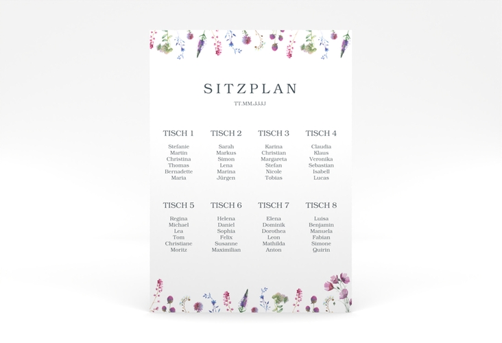 Sitzplan Poster Hochzeit Wildblumen 50 x 70 cm Poster