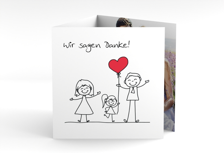 Dankeskarte Hochzeit Familia quadr. Doppel-Klappkarte