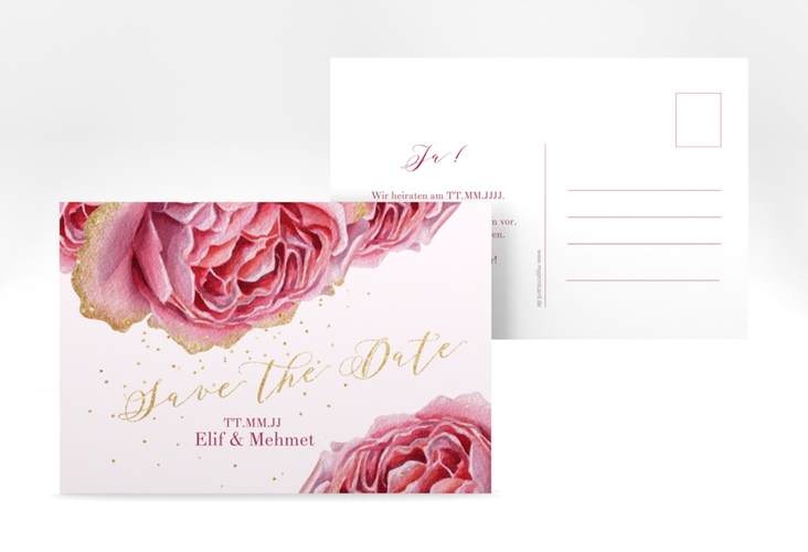 Save the Date-Postkarte Cherie A6 Postkarte gold