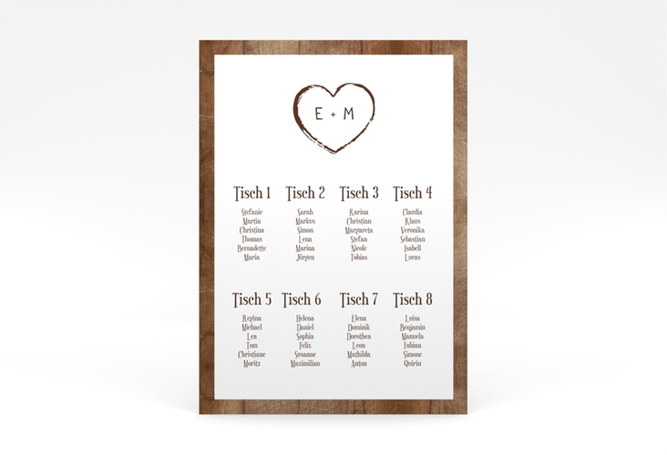 Sitzplan Poster Hochzeit Wood 50 x 70 cm Poster