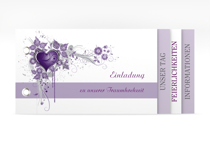 Hochzeitseinladung Triest Booklet lila