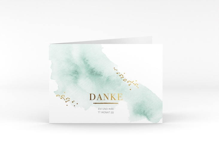 Danksagungskarte Hochzeit Pastell A6 Klappkarte quer mint