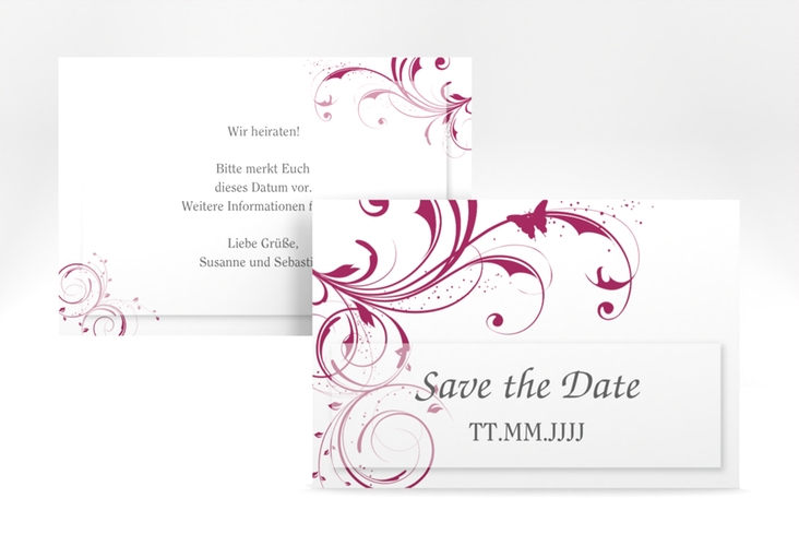 Save the Date-Karte Hochzeit Palma A6 Karte quer pink