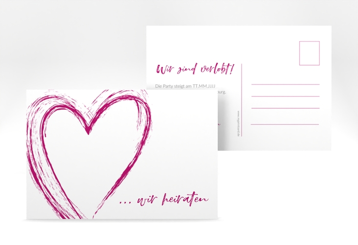 Verlobungskarte Hochzeit Liebe A6 Postkarte pink