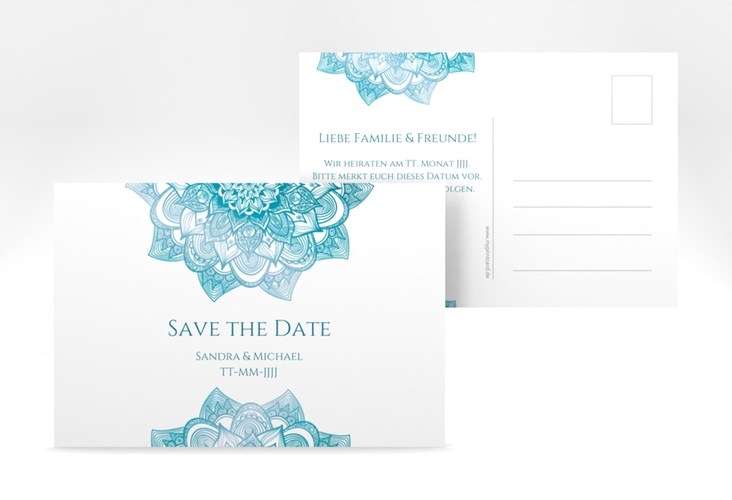 Save the Date-Postkarte Delight A6 Postkarte tuerkis