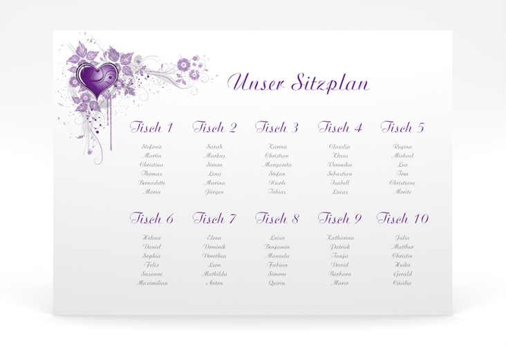 Sitzplan Poster Hochzeit Triest 70 x 50 cm Poster