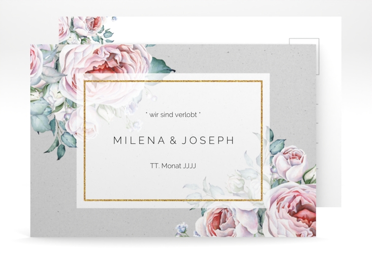 Verlobungskarte Hochzeit Embrace A6 Postkarte grau