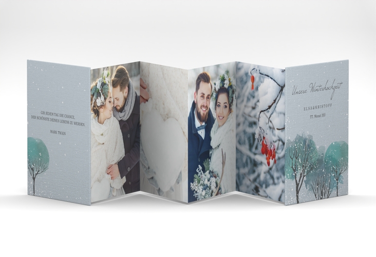 Foto-Leporello Hochzeit Winterhochzeit Leporello blau