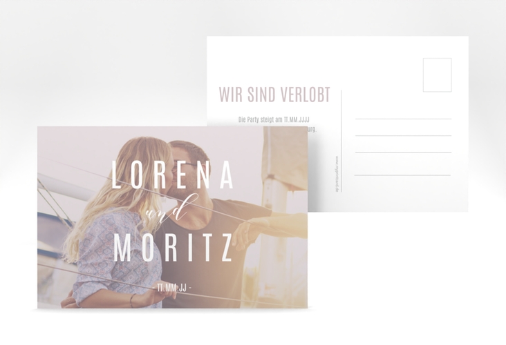 Verlobungskarte Hochzeit Memory A6 Postkarte grau