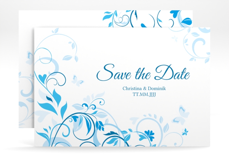 Save the Date-Karte Lilly A6 Karte quer blau