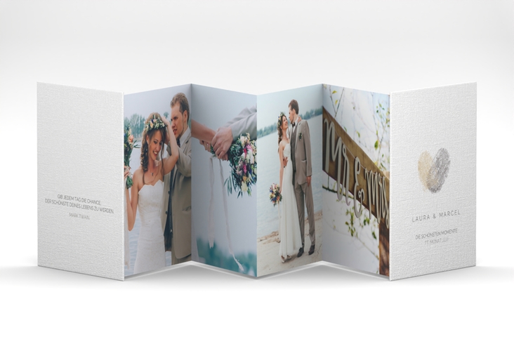 Foto-Leporello Hochzeit Fingerprint Leporello beige schlicht mit Fingerabdruck-Motiv