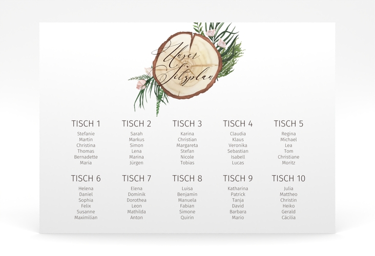 Sitzplan Poster Hochzeit Woodland 70 x 50 cm Poster