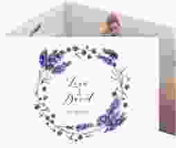 Hochzeitseinladung Lavendel A6 Doppel-Klappkarte weiss
