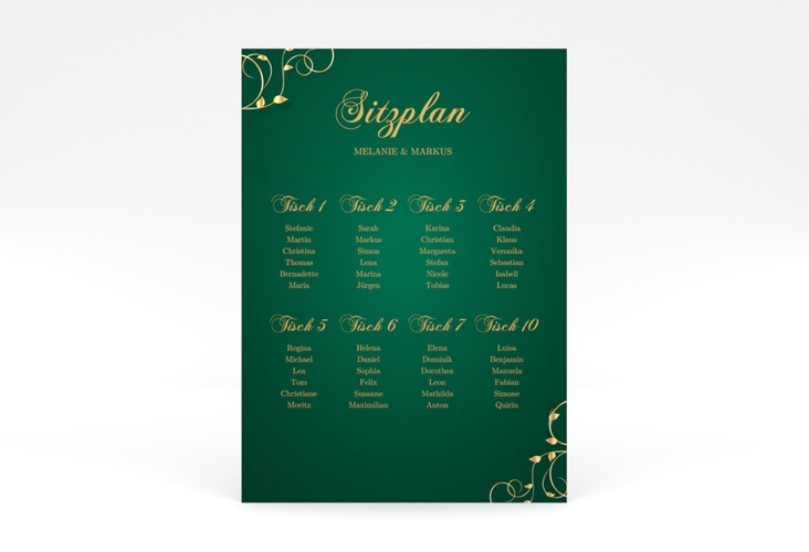 Sitzplan Poster Hochzeit Eternity 50 x 70 cm Poster gruen