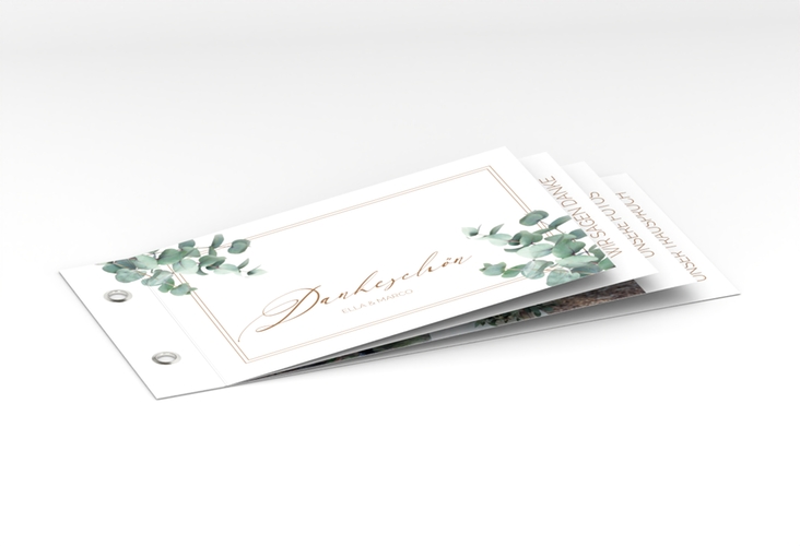 Danksagungskarte Hochzeit Eucalypt Booklet weiss mit Eukalyptus und edlem Rahmen