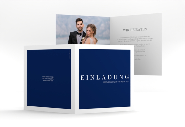 Hochzeitseinladung Simply quadr. Klappkarte blau