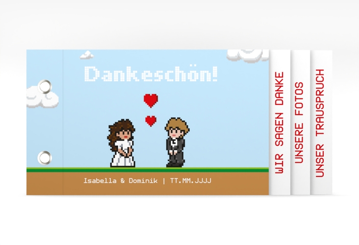 Danksagungskarte Hochzeit Pixel Booklet bunt