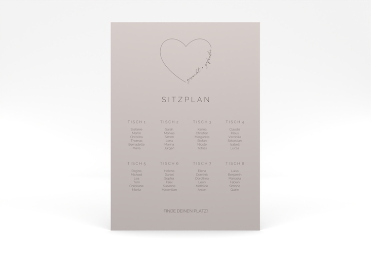 Sitzplan Poster Hochzeit Lebenstraum 50 x 70 cm Poster grau