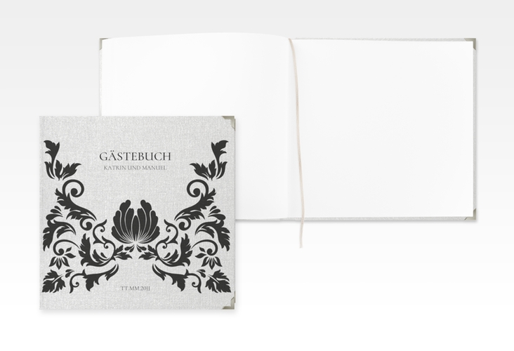 Gästebuch Selection Hochzeit Royal Leinen-Hardcover weiss mit barockem Blumen-Ornament