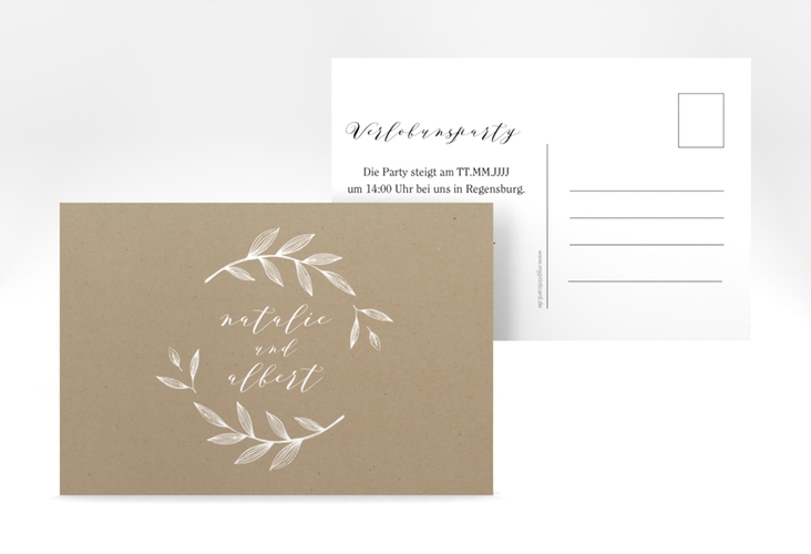 Verlobungskarte Hochzeit Naturelove A6 Postkarte weiss