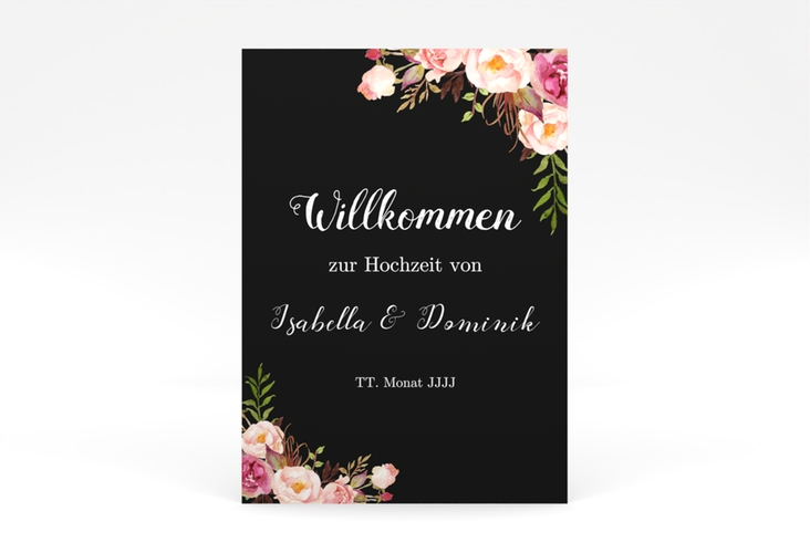 Willkommensschild Poster Flowers 50 x 70 cm Poster mit bunten Aquarell-Blumen