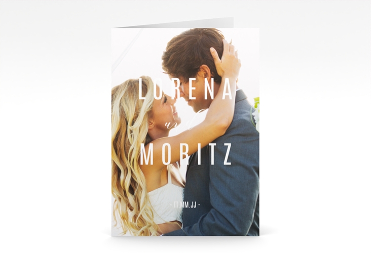 Danksagungskarte Hochzeit Memory A6 Klappkarte hoch weiss