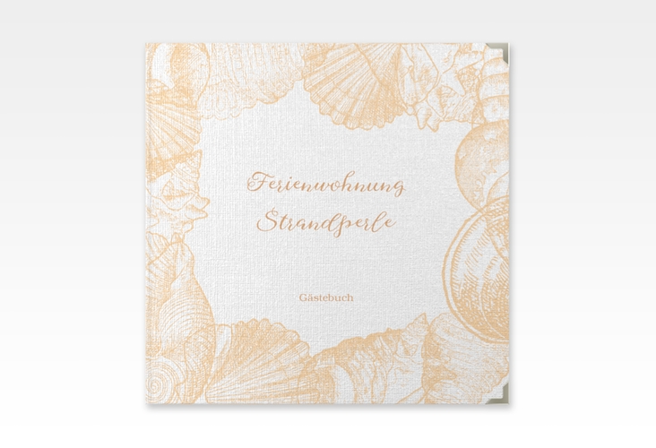 Gästebuch Selection Ferienwohnung Strandperle Leinen-Hardcover beige mit Muscheln