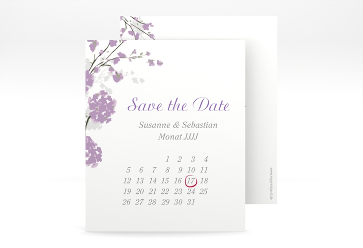 Save the Date-Kalenderblatt Salerno Kalenderblatt-Karte flieder