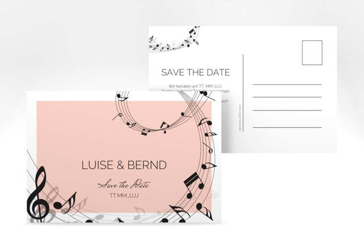 Save the Date-Postkarte Melody A6 Postkarte rosa