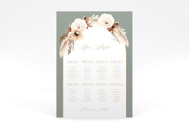 Sitzplan Poster Hochzeit Blumenbogen 50 x 70 cm Poster gruen