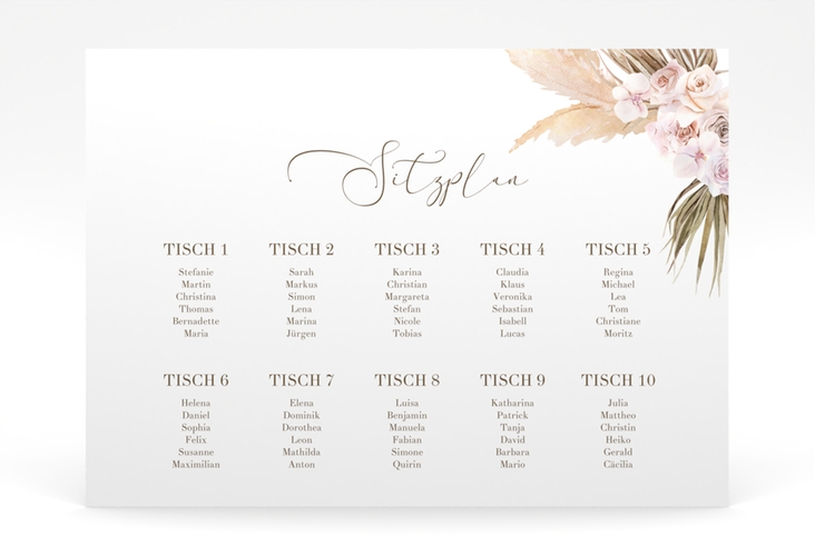 Sitzplan Poster Hochzeit Nude 70 x 50 cm Poster