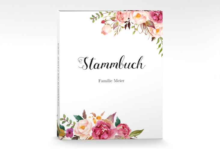 Stammbuch A4 Flowers Stammbuch A4 weiss mit bunten Aquarell-Blumen