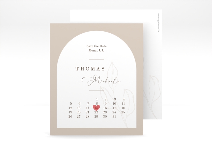 Save the Date-Kalenderblatt Arched Kalenderblatt-Karte beige