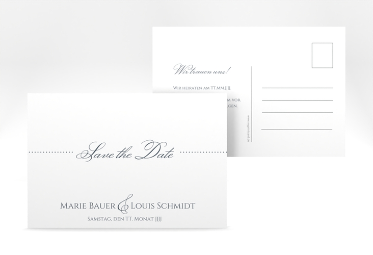 Save the Date-Postkarte Pure A6 Postkarte grau